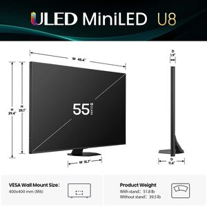 Hisense - 55" Class U8 Series ULED Mini-LED 4K UHD Smart Google TV, , hires