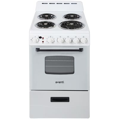 Avanti 20 in. 2.1 cu. ft. Electric Range with Coil Burners - White | ERU200P0W