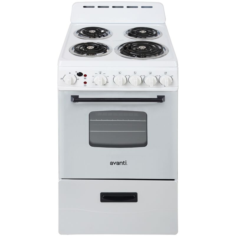 Avanti 20 in. 2.1 cu. ft. Electric Range with Coil Burners - White, , hires