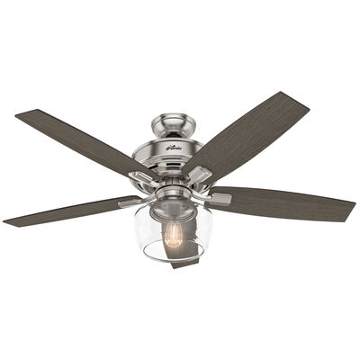 Hunter Bennett 52 in. Ceiling Fan with LED Light Kit and Remote - Brushed Nickel | 54188