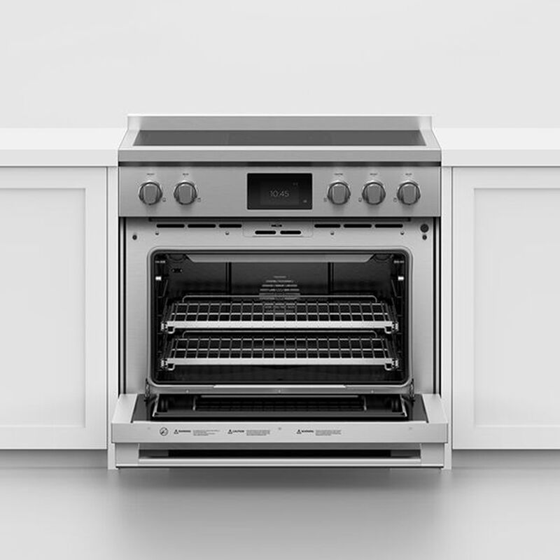 Fisher & Paykel Series 9 36 in. 4.8 cu. ft. Smart Air Fry True European Convection Electric Range with 5 Induction Burners - Stainless Steel, , hires
