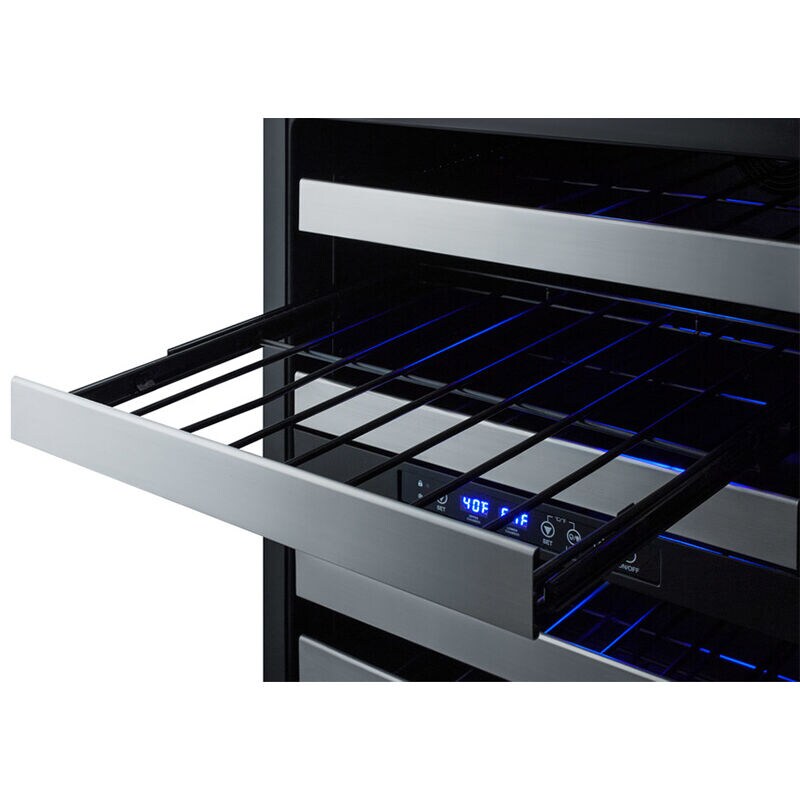 Summit 24 in. Wine Cooler with Wire Racks, Dual Temperature Zones & 46 Bottle Capacity - Stainless Steel, , hires