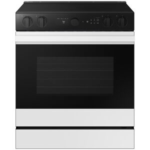 Samsung Bespoke 30 in. 6.3 cu. ft. Smart Air Fry Convection Oven Slide-In Electric Range with 5 Radiant Burners - White Glass, White Glass, hires