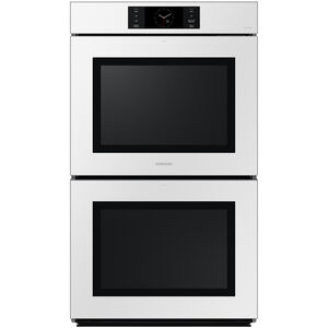 Samsung Bespoke 30 in. 10.2 cu. ft. Smart Top Control SteamElectric Double Wall Oven with Dual Convection - White Glass, , hires