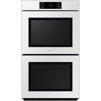 Samsung Bespoke 30 in. 10.2 cu. ft. Electric Smart Double Wall Oven with Dual Convection & Steam Clean - White Glass | NV51CB700D12