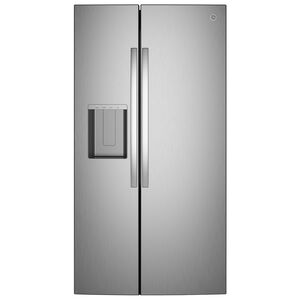 GE 36 in. 23.5 cu. ft. Smart Counter Depth Side-by-Side Refrigerator with Ice & Water Dispenser - Fingerprint Resistant Stainless, , hires