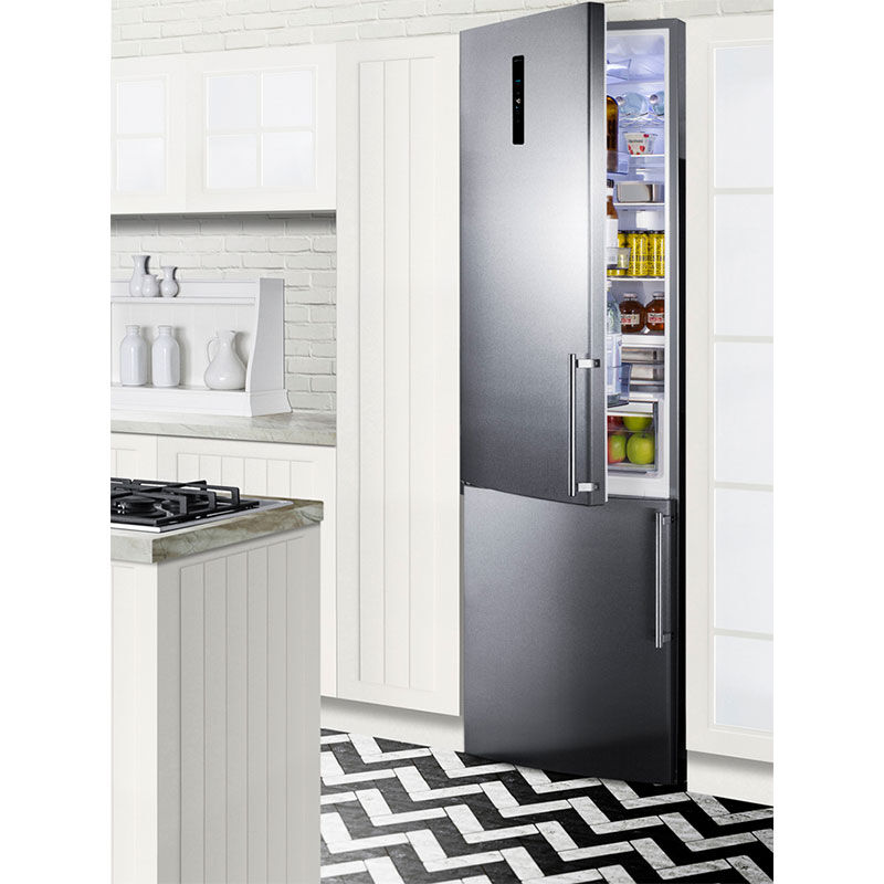 Summit 24 in. 11.7 cu. ft. Counter Depth Left-Hinged Bottom Freezer Refrigerator with Ice Maker - Stainless Steel, , hires
