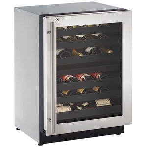 U-Line 24 in. Compact Built-In 4.7 cu. ft. Wine Cooler with 43 Bottle Capacity, Dual Temperature Zone & Digital Control - Stainless Steel, , hires
