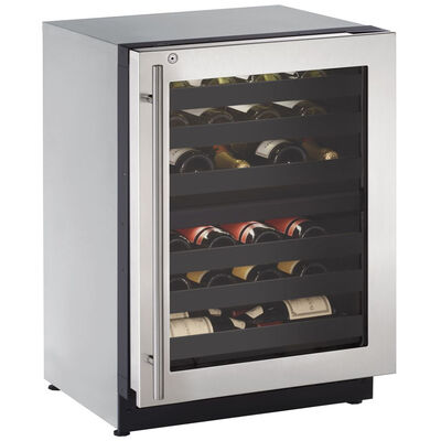 U-Line 24 in. Compact Built-In 4.7 cu. ft. Wine Cooler with 43 Bottle Capacity, Dual Temperature Zone & Digital Control - Stainless Steel | 2224ZWCS-13B