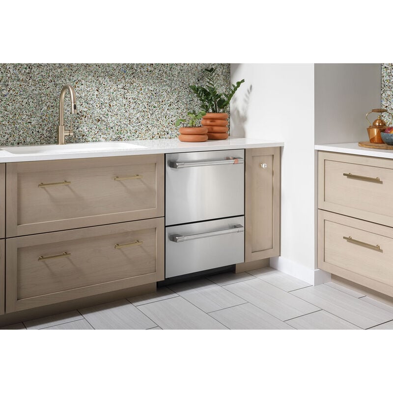 Cafe 24 in. Top Control Flush-Mount Dishwasher Drawer with 49 dBa Sound Level - Matte White, Matte White, hires