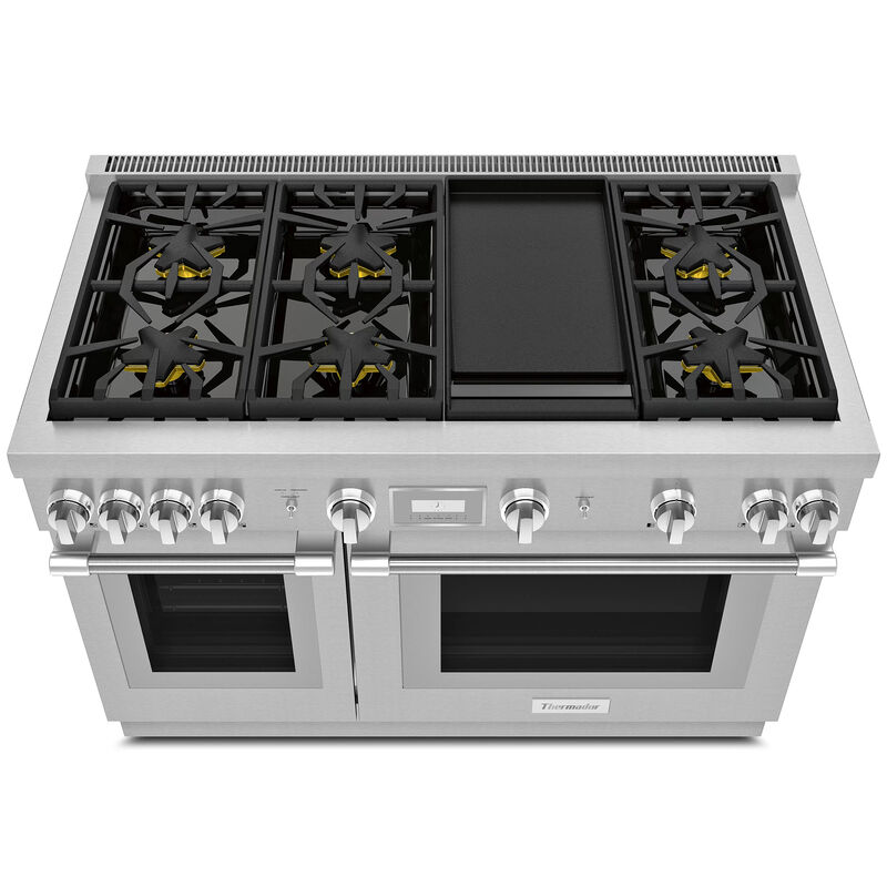 Thermador Pro Harmony Professional Series 48 in. 7.1 cu. ft. Smart Convection Double Oven Freestanding Gas Range with 6 Sealed Burners & Griddle - Stainless Steel, , hires