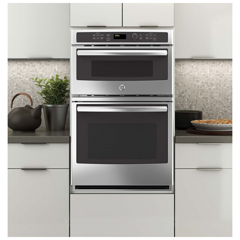 GE 27 in. 6 cu. ft. Electric Oven/Microwave Combo Wall Oven With Self Clean - Stainless Steel, Stainless Steel, hires