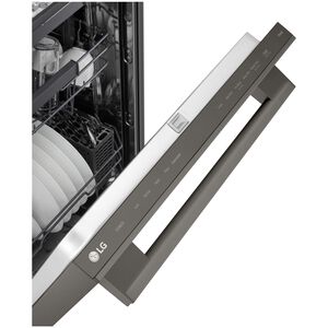 LG 24 in. Top Control Flush-Mount Smart Dishwasher with 46 dBA Sound Level, 3rd-Rack & Dynamic Heat Dry with AutoVent Dry - Black Stainless Steel, , hires