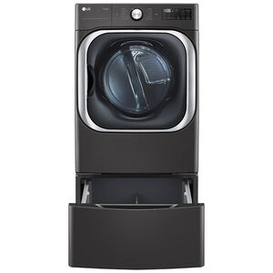 LG 29 in. 9.0 cu. ft. Smart Stackable Electric Dryer with Built-In Intelligence, TurboSteam Technology & Sensor Dry - Black Steel, Black Steel, hires