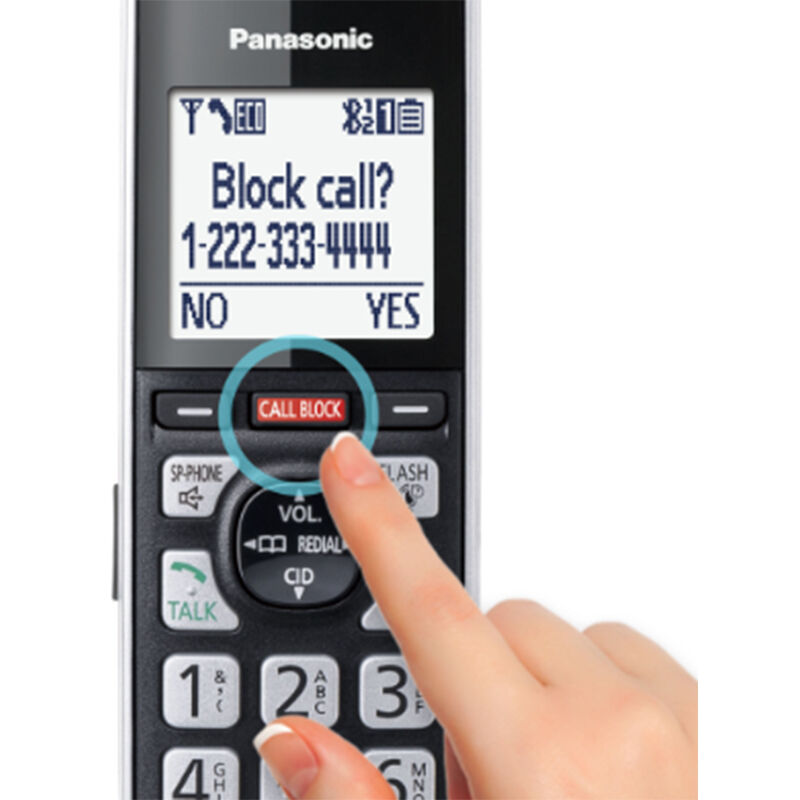 Panasonic Cordless Phone with Advanced Call Block, One-Ring Scam Alert, and 2-Way Recording with Answering Machine, 3 Handsets - Black, , hires