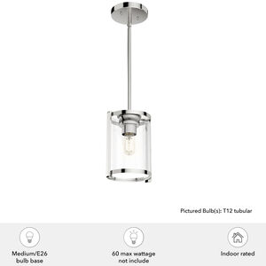 Hunter Astwood 6 in. Mini Pendant with Clear Glass - Polished Nickel, , hires