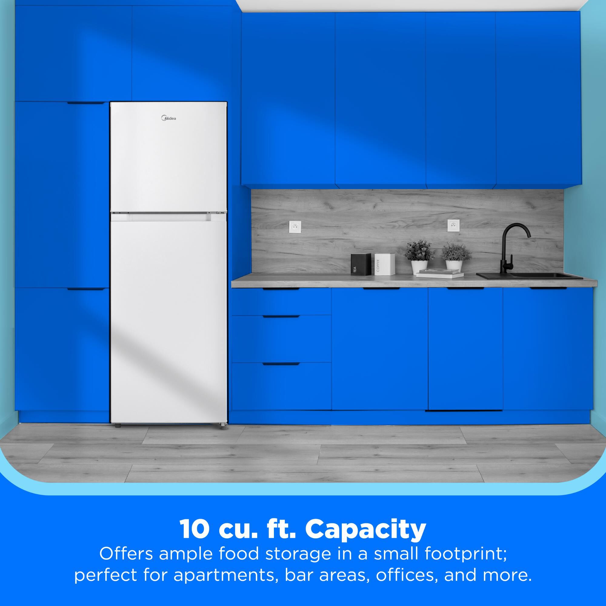Midea 22 in. 10.1 cu. ft. Counter Depth Garage-Ready Top Freezer