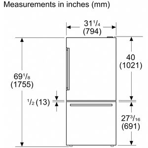 Bosch 100 Series 33 in. 17.2 cu. ft Counter Depth Bottom Freezer Refrigerator with Ice Maker - Stainless Steel, , hires