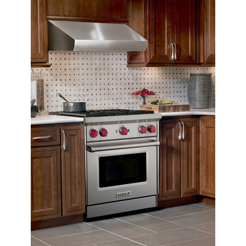 Wolf 30 Stainless Steel Gas Range, 4 Burners GR304