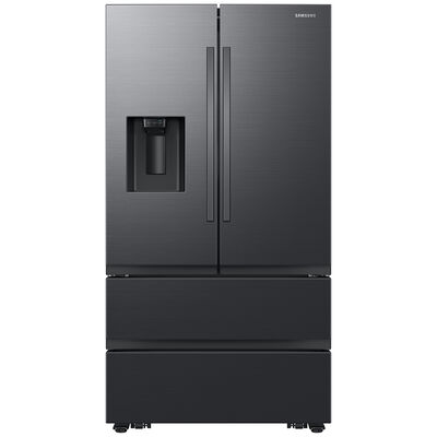 Samsung 36 in. 29.8 cu. ft. Smart 4-Door French Door Refrigerator with Double Freezer and External Ice & Water Dispenser - Matte Black Steel | RF31CG7400MT