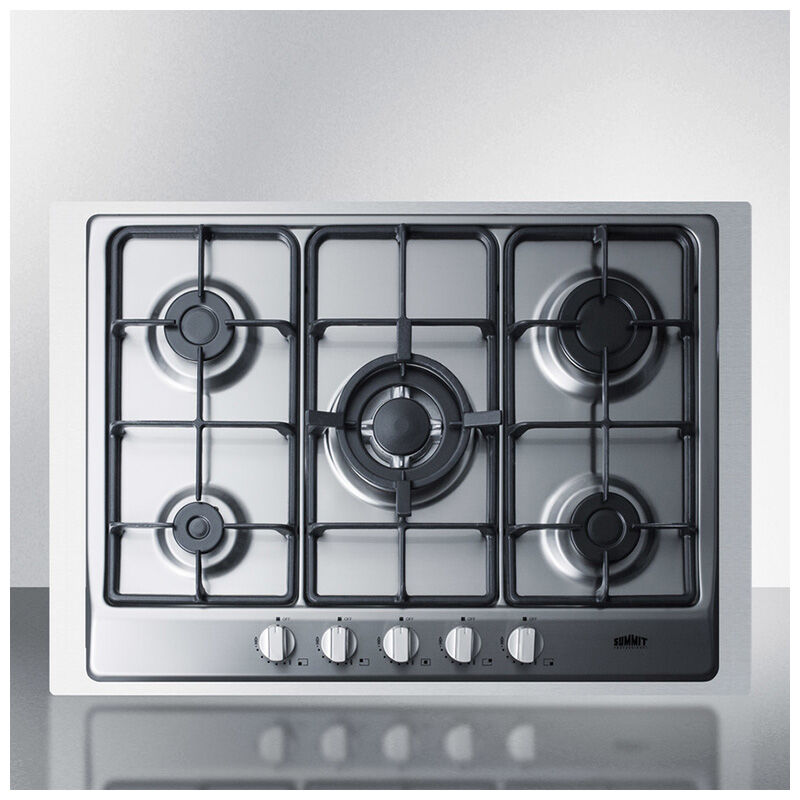 Summit 30 in. 5-Burner Natural Gas Cooktop - Stainless Steel, , hires
