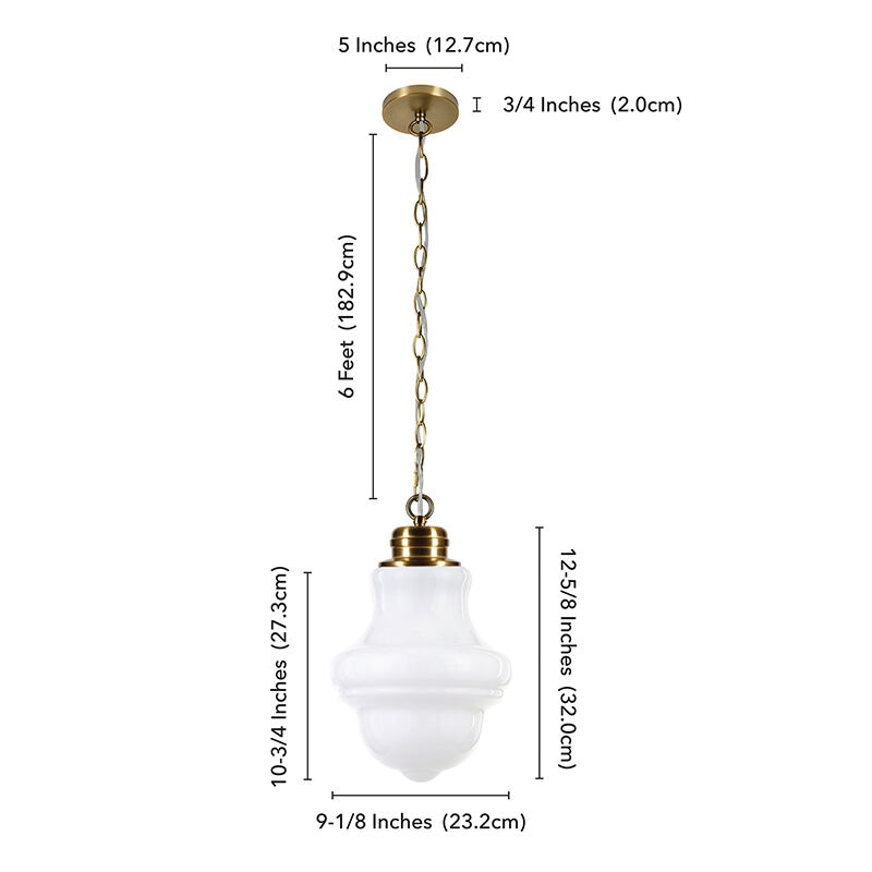 Hudson & Canal Annie 9.1 in. Pendant with White Milk Glass - Brass, , hires