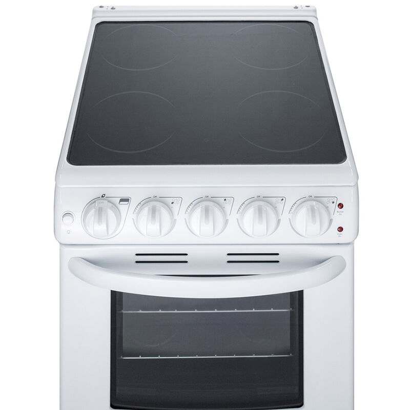 Summit White Pearl Series 20 in. 2.3 cu. ft. Oven Slide-In Electric Range with 4 Smoothtop Burners - White, , hires