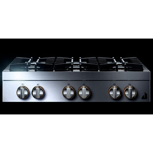 JennAir Rise 36 in. 6-Burner Natural Gas Rangetop with Simmer Burner & Power Burner - Stainless Steel, , hires