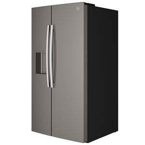 GE 36 in. 27.9 cu. ft. Side-by-Side Refrigerator with Ice & Water Dispenser - Slate, Slate, hires