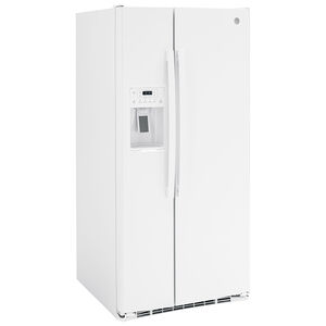 GE 33 in. 23.0 cu. ft. Energy Star Side-by-Side Refrigerator with External Ice & Water Dispenser - White, White, hires