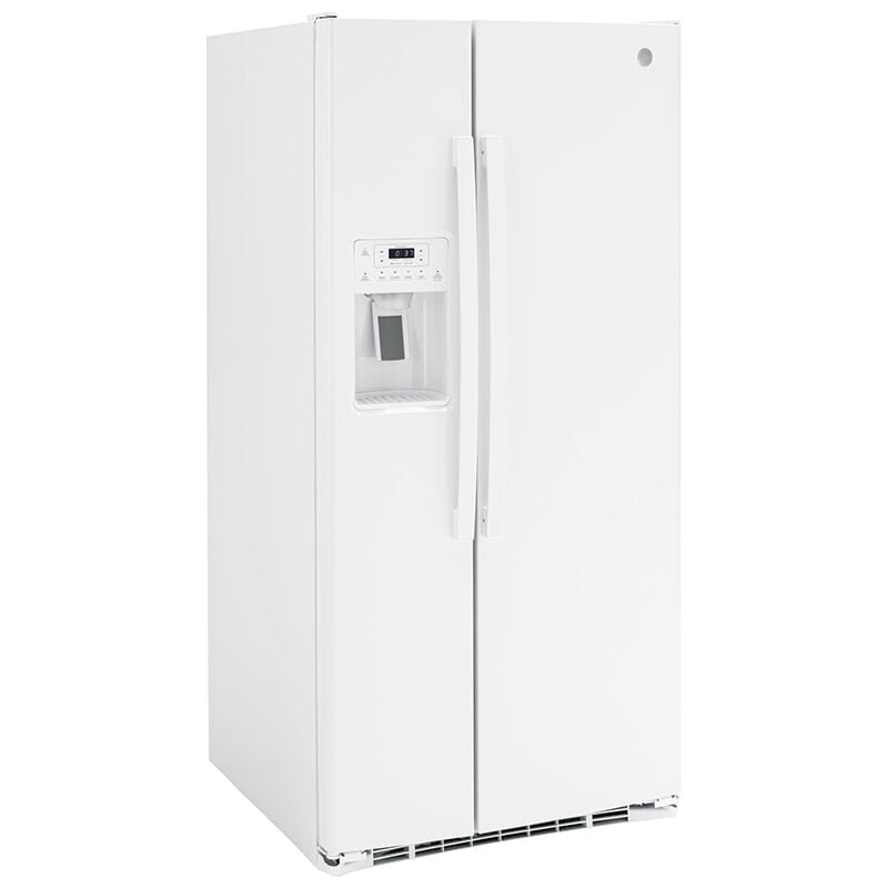 GE 33 in. 23.0 cu. ft. Energy Star Side-by-Side Refrigerator with External Ice & Water Dispenser - White, White, hires