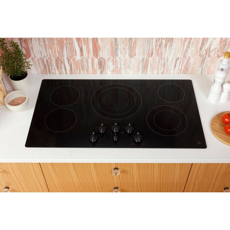 GE 30 in. 5-Burner Electric Cooktop with Simmer Burner & Power Burner - Black, , hires