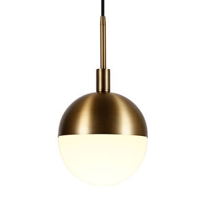 Hudson & Canal 8 in. Small Globe Orb Pendant with Frosted Glass - Brass, , hires