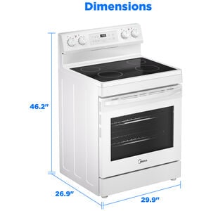 Midea 30 in. 6.3 cu. ft. Electric Range with Radiant Burners - White, White, hires
