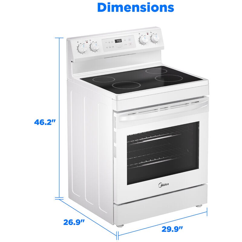 Midea 30 in. 6.3 cu. ft. Electric Range with Radiant Burners - White, White, hires