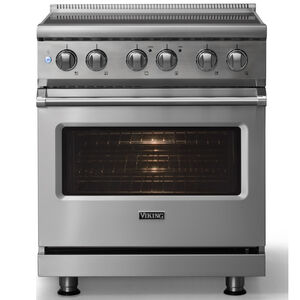 Viking 5 Series 30 in. 4.7 cu. ft. True European Convection Electric Range with 4 Induction Burners - Stainless Steel, , hires