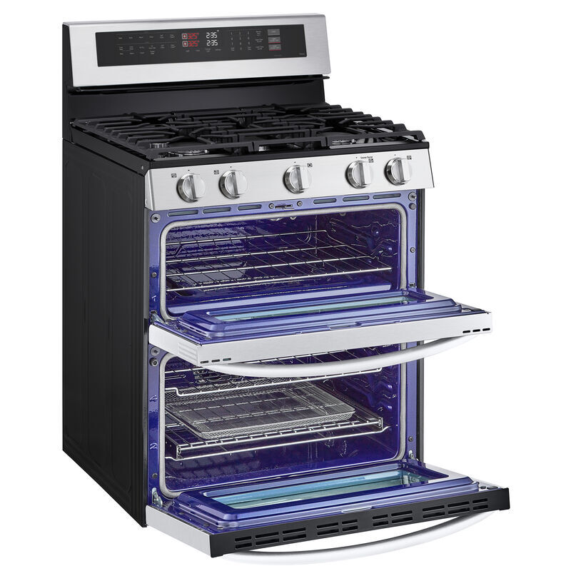 LG 30 in. 6.9 cu. ft. Smart Air Fry True European Convection Double Oven Gas Range with 5 Sealed Burners - Stainless Steel, , hires