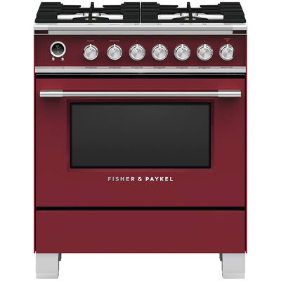 Fisher & Paykel Series 9 Classic 30 in. 3.5 cu. ft. Convection Oven Freestanding Dual Fuel Range with 4 Sealed Burners - Red | OR30SCG6R1