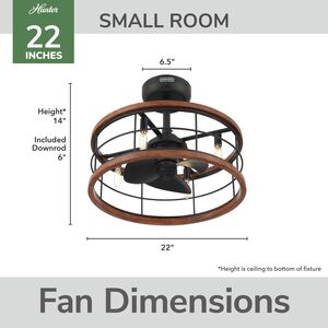 Hunter Bridgette Fandelier 22 in. Ceiling Fan with Light Kit and Handheld Remote - Matte Black/Walnut, , hires