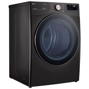 LG 27 in. 7.4 cu. ft. Electric Dryer with 12 Dryer Programs, 12 Dry Options, Sanitize Cycle, Wrinkle Care & Sensor Dry - Black Steel, Black Steel, hires