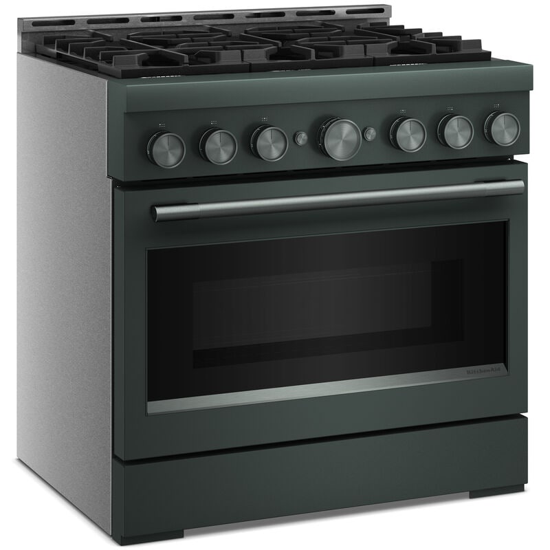 KitchenAid 36 in. 5.1 cu. ft. Air-Fry True European Convection Gas Range with 6 Sealed Burners - Juniper, , hires