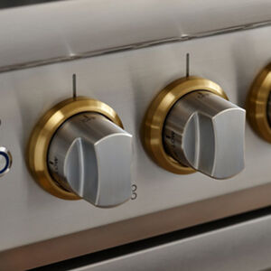 Viking 5 Series 36 in. 5.6 cu. ft. True European Convection Dual Fuel Range with 6 Sealed Burners - Stainless Steel with Brass, , hires