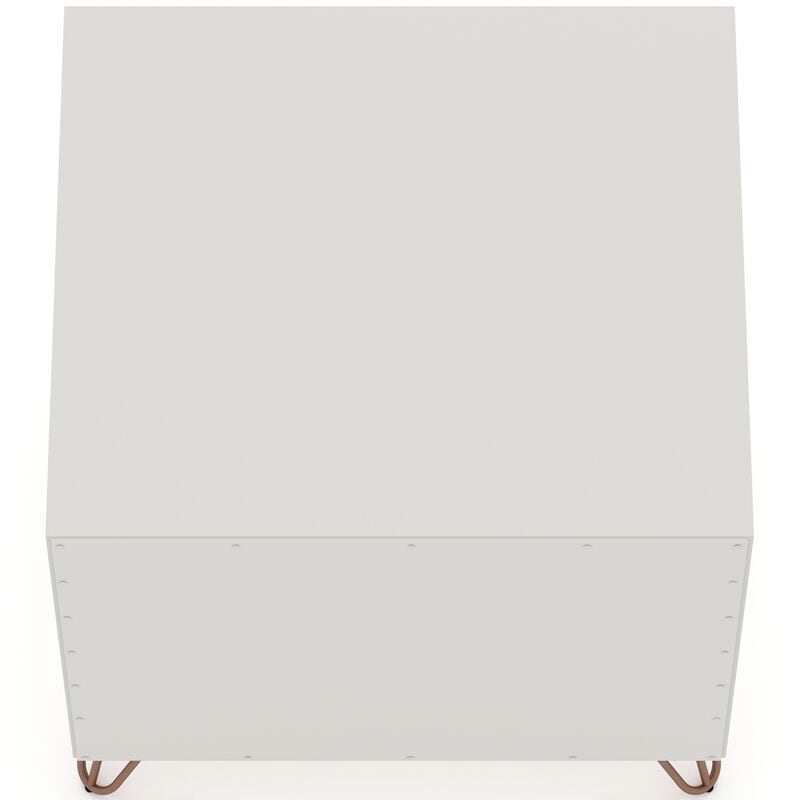 Manhattan Comfort Rockefeller Mid-Century Modern 2-Drawer Nightstand Off White, White, hires
