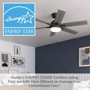 Hunter Georgetown 52" ENERGY STAR Ceiling Fan with LED Light Kit and Handheld Remote - Matte Black, , hires