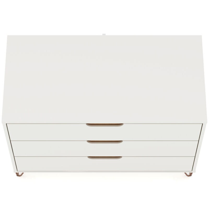 Manhattan Comfort Rockefeller Mid-Century Modern 3-Drawer Dresser - White, White, hires