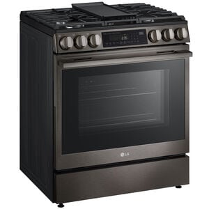 LG 30 in. 6.3 cu. ft. Smart Air-Fry True European Convection Slide-In Gas Range with 5 Sealed Burners & Griddle - Black Stainless Steel, , hires