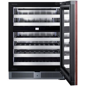 Summit 24 in. Undercounter Right-Hinged Wine Cooler with Metal Racks, Dual Temperature Zones & 48 Bottle Capacity - Custom Panel Ready, , hires