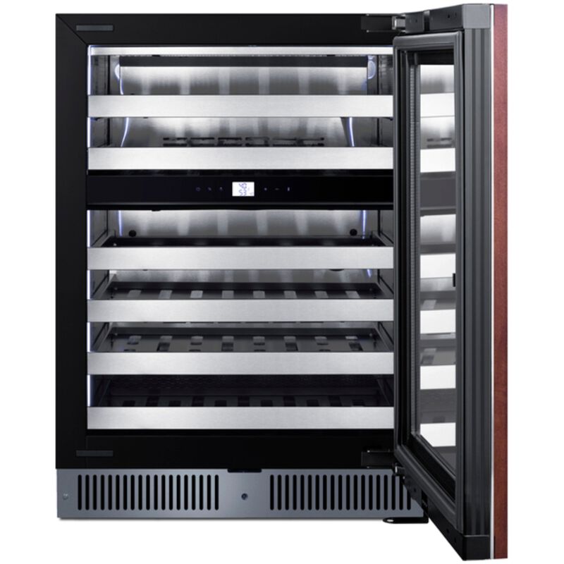 Summit 24 in. Undercounter Right-Hinged Wine Cooler with Metal Racks, Dual Temperature Zones & 48 Bottle Capacity - Custom Panel Ready, , hires