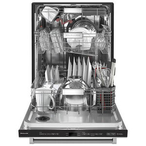 KitchenAid 24 in. Built-In Dishwasher with Top Control, 44 dBA Sound Level, 16 Place Settings, 5 Wash Cycles & Sanitize Cycle - Stainless Steel with PrintShield Finish, Stainless Steel with PrintShield Finish, hires