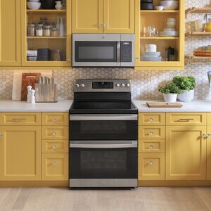 GE 30 in. 6.6 cu. ft. Air Fry Standard Convection Double Oven Electric Range with Smoothtop Burners - Stainless Steel, Stainless Steel, hires